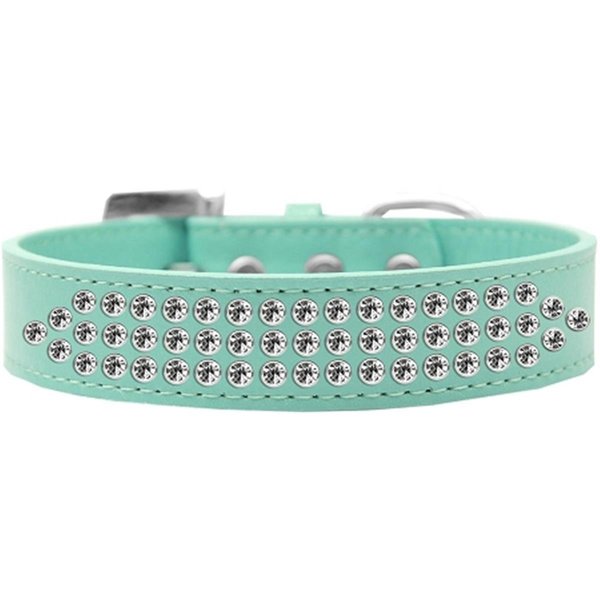 Mirage Pet Products Three Row Clear Crystal Dog CollarAqua Size 12 618-1 12-AQ